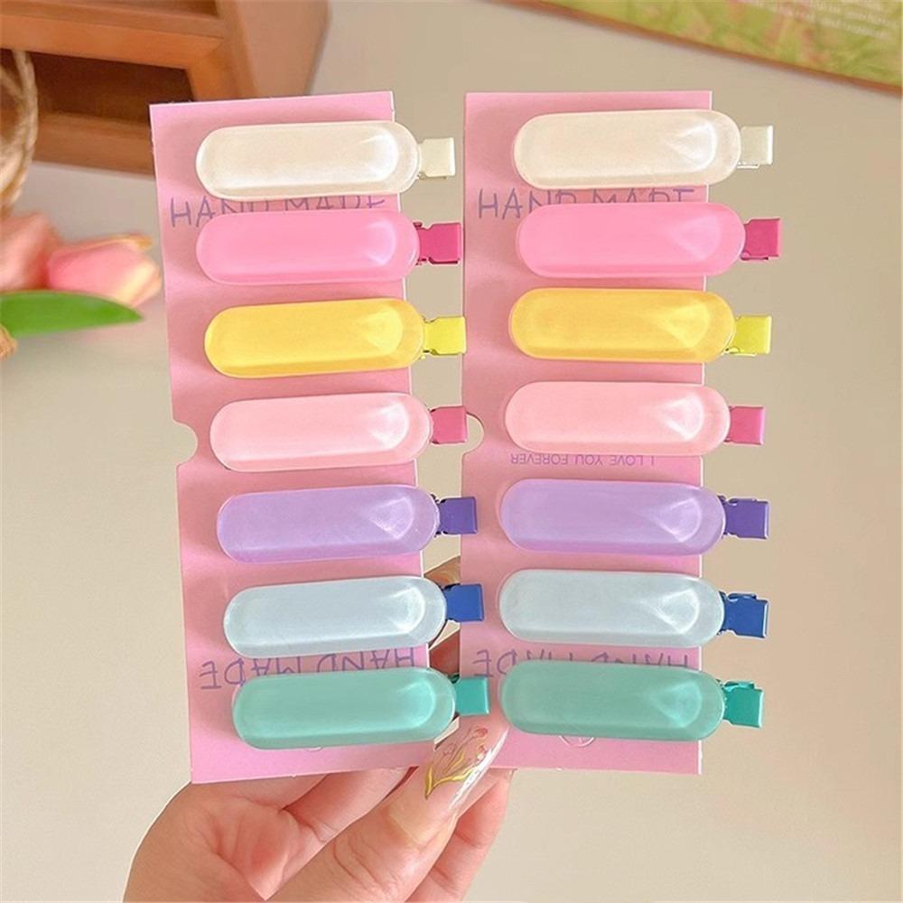 2pcs/set Oval Barrettes Hair Clips Small Headwear Sweet Side Clip  Women Girls