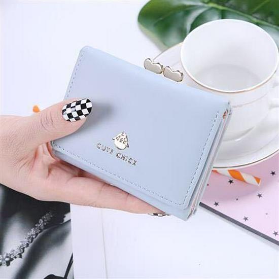 Korean Style Mini Tri-Fold Coin Purse: Fashionable Dual-Use Card Holder & Wallet for Female Students
