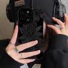 Luxury Dark Flower Silicone Leather Case For iPhone 13 14 Plus 12 11 16 15 Pro Max Mini X XS XR 7 8 SE Shockproof Full Cover