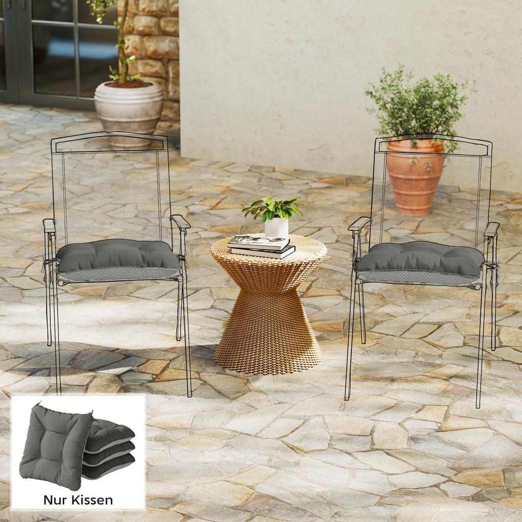 4-Piece Set Seat Cushions 39.5 X 39.5 X 10 Cm Chair Cushions with Ties, Non-Slip Outdoor Indoor Seat Pad