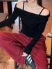 Women's Off-Shoulder Knit Sweater: Autumn/Winter Slim-Fit Pink Swing Neck