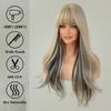 Long Curly Synthetic Wigs Blonde with Black Natural Hair Wigs Middle Part for Women  Use For Cosplay Daily Lolita Heat Resistant