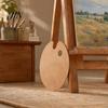 Artist Painting Tray Wooden Paint Palette with Thumb Hole for Oil, Acrylic, Ergonomic Watercolor Painting, Oval-Shaped Wood Art Artists