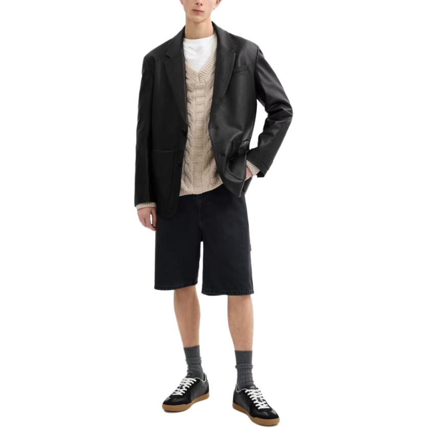 COACH Leather Jacket Men's Black CBR20-BLK