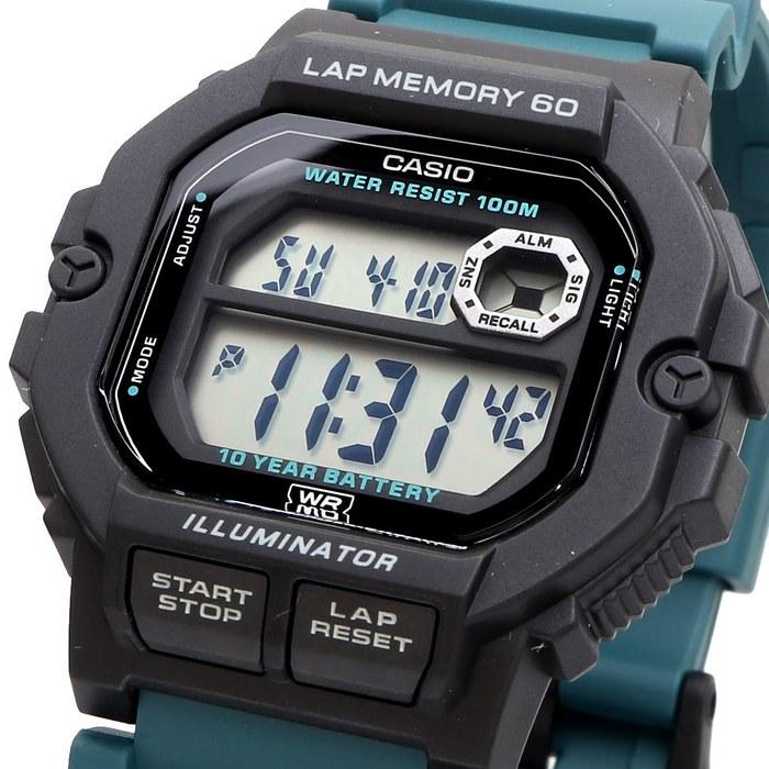 Casio Sport Gear Digital Men's Watch WS-1400H-3AV Black X Blue Green