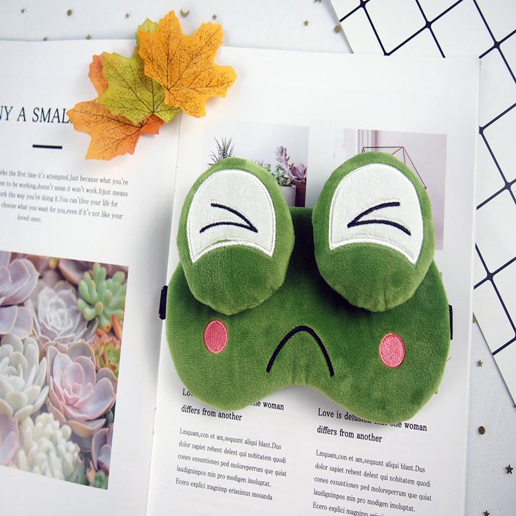 Sam Accessories Plush Frog Eye Mask - Breathable Light-Blocking Sleep Protection with Big Eyes Design.