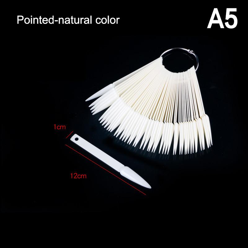 50Pcs False Nail Tips Polish Palette Nail Art Practice Color Display Sticker, Press On Nails Showing Shelf for DIY Manicure Tool