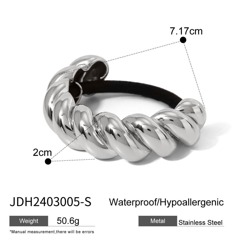 Jieding Stainless Steel Hair Tie: High-end European & American Ponytail Rubber Band with Titanium Steel Headwear.