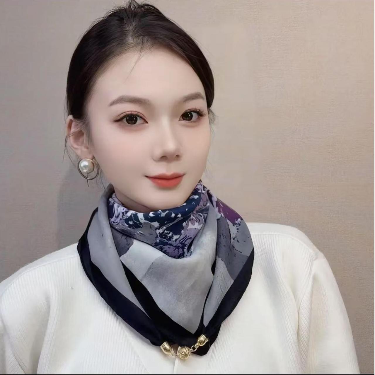 

Весенне-осенний шелковый шарф инфлюенсера: Трендовый, Универсальный, Элегантный Стиль для Леди