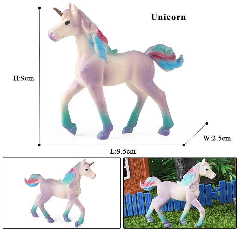 Oenux New Mythical Elf Pegasus Fairy Tale Fly Horse Kids Toy Action Figures Animal Model Cute Girl Birthday Gift Cake Toppers