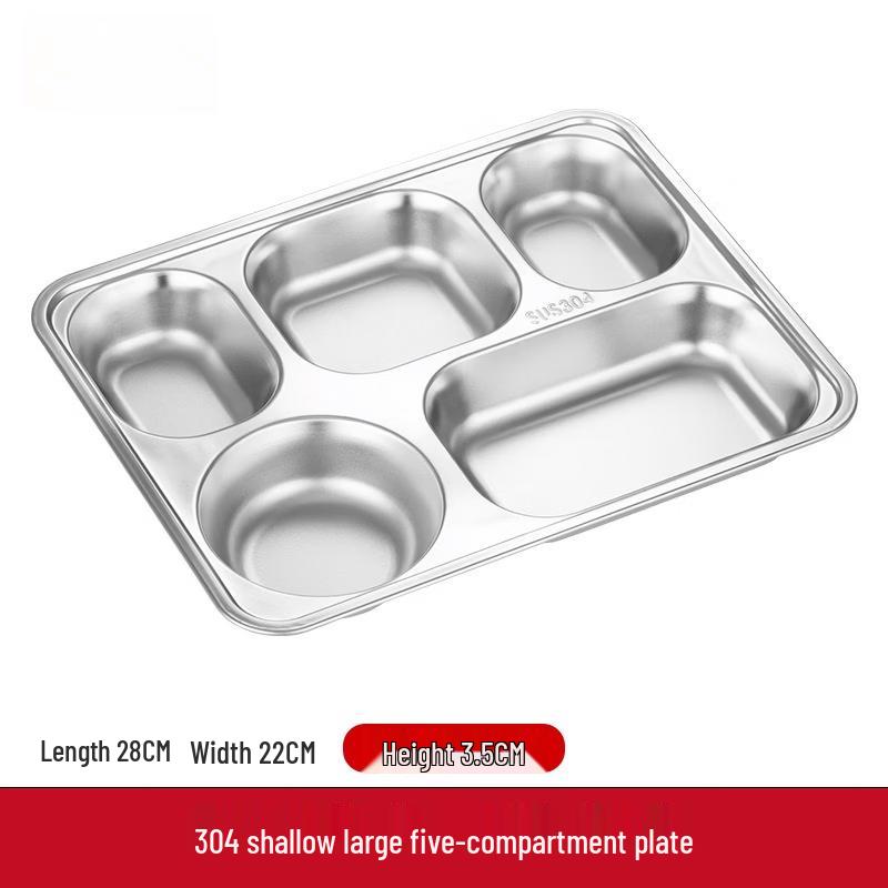 

304 Stainless Steel Divided Meal Plate for Students