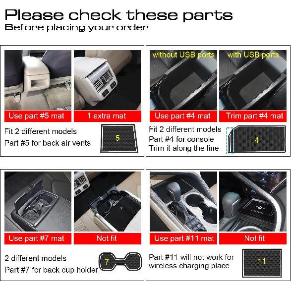 For Toyota Camry Accessories 2018      2024  Cup Holder Ert, Center Console Liner Organizer Door Pocket Mats (White Trim) - 16 Pcs Set