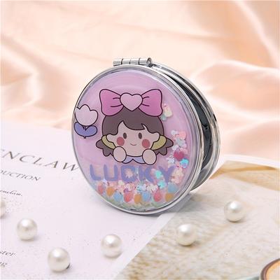 1 Handheld Mirror, Cute Double-sided Mirror, Folding Makeup Mirror, Students Carry a Mini Mirror with Them