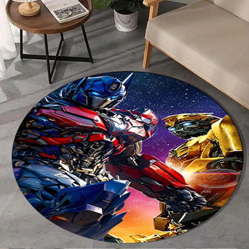 1PC Car robots Battle Round Rug, Non-slip Chair Mat, Home Decor, Circle Carpet Perfect for Office, Bedroom, Living Room,Christmas gift