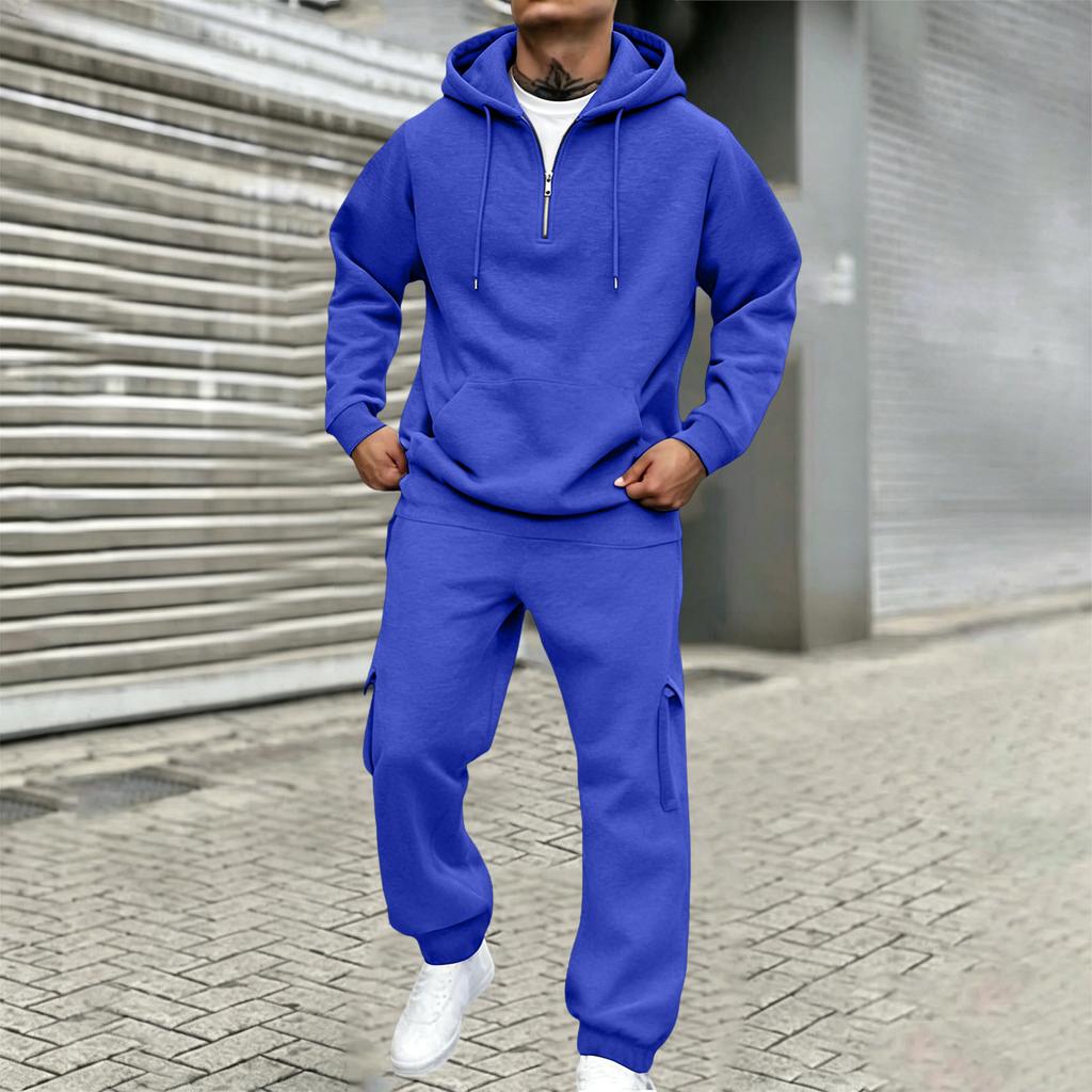 Men's Color Utility Sweatshirt Set - Casual Athletic Sports Track Suit for Daily Wear
