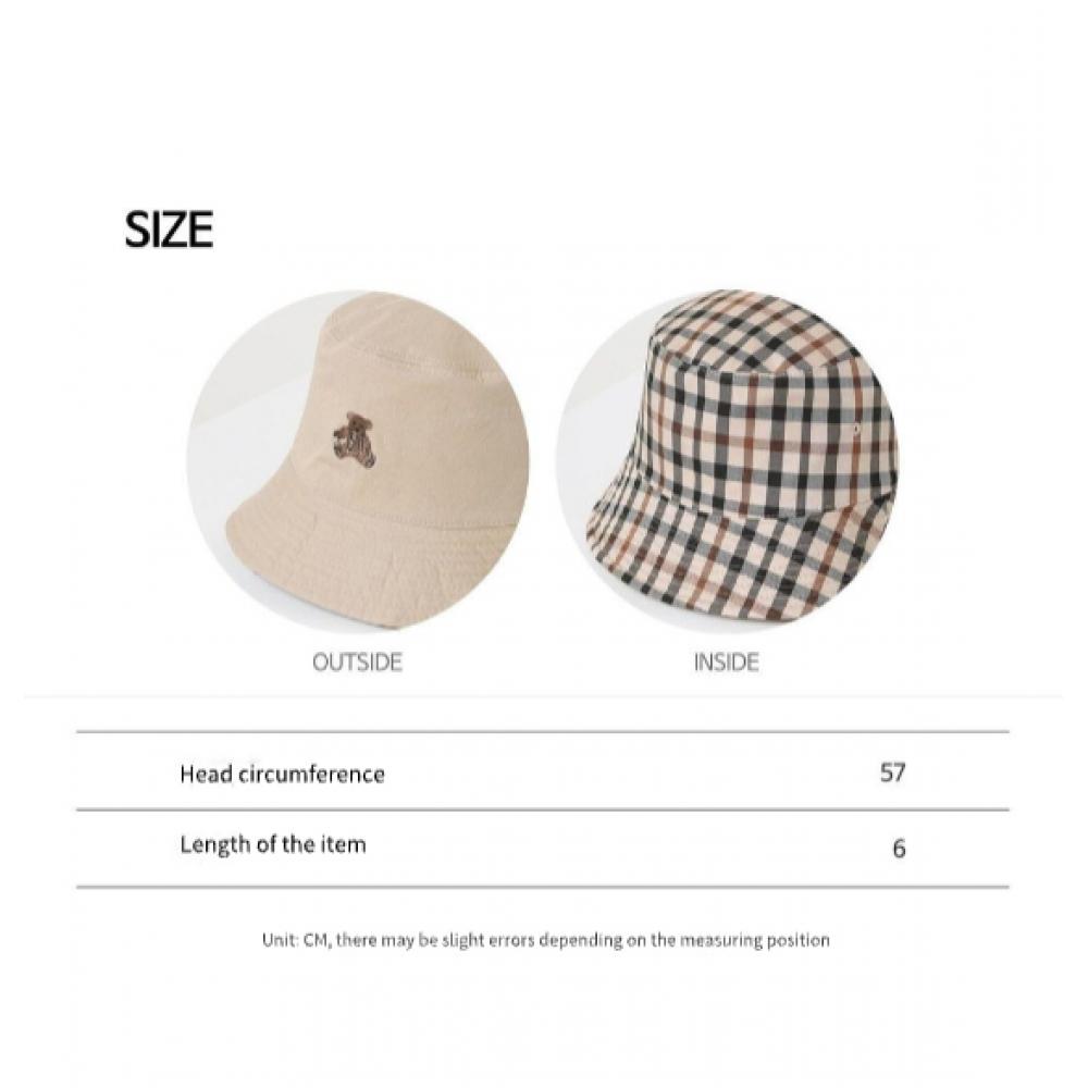 Daks Women Beige Check Reversible Bucket Hat With Embroidery Dbhe5e119i2