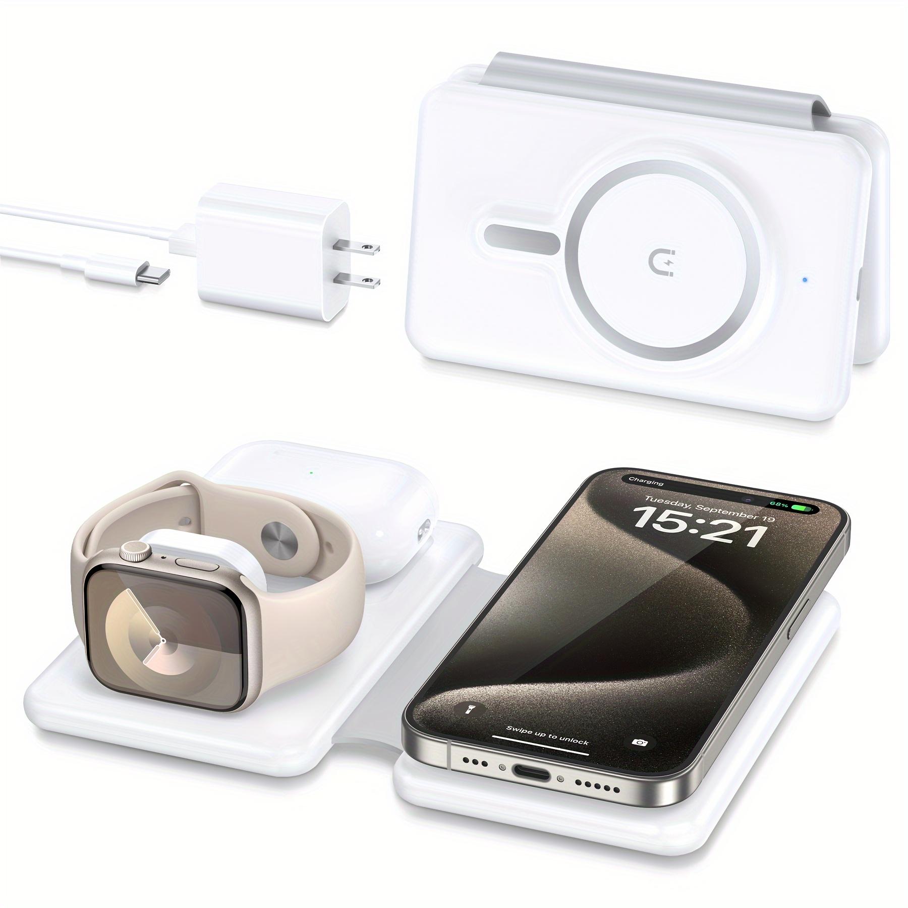 

Cell Phone Wireless Charger - 3-in-1 Travel Charging Station for Multiple Devices, Portable Foldable Magnetic Charging Pad белый