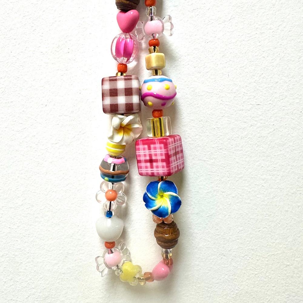 Cute Kt Beaded Phone Chain Dopamine Aesthetic Ccd Camera Strap High Value Beaded Pendant Accessory
