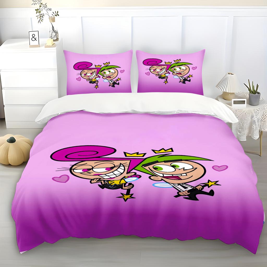 Påslakan The Fairly OddParents Söt Kuddfodral Sängkläder Set Vuxna Barn Sovrumsinredning Gåva Enkel Dubbel Stor Storlek