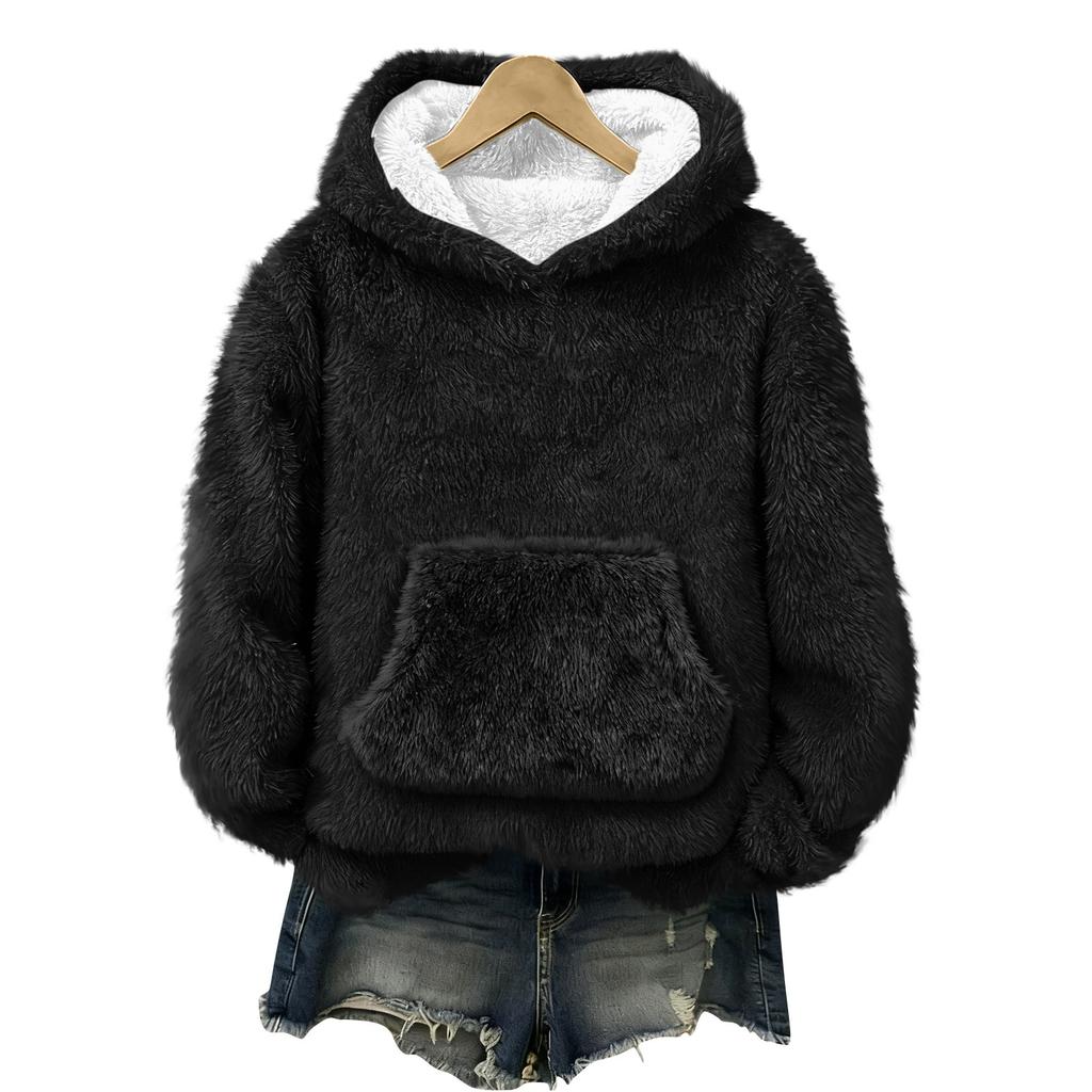 Women's Hooded Long Sleeve Printed Flannel Top Hooded Sweatshirt