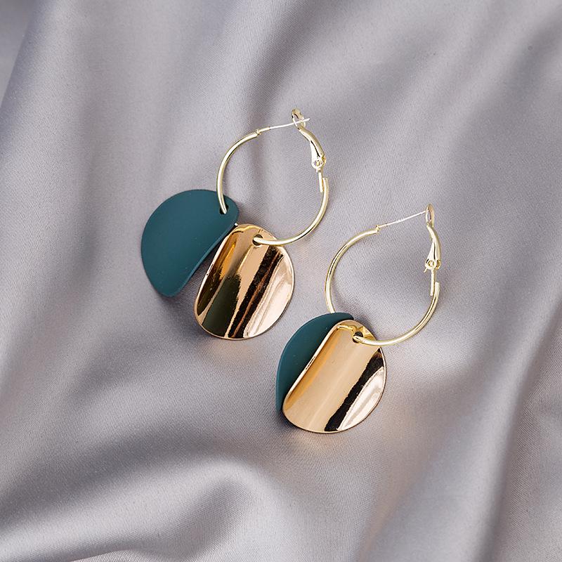 Retro European & American Morandi Double-Layer Metal Disc Earrings with 925 Silver Needle - Simple, Contrasting Colors, Trendy Style