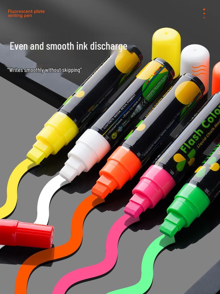 LED Fluorescencyjne Markery do Tablic - Na Bazie Wody, Wielokolorowe, Świecące Narzędzia do Pisania