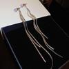 S925 Silver Teardrop Diamond Tassel Dangle Earrings - Korean Fashion, Celebrity Style for Women