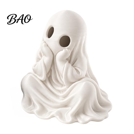 Unique Holiday Gift for Friends 3D Printed Halloween Ghost Figurine, Cute Chin-Resting Spooky Desk Decor, Modern Decor Shelf Funny Ornament Home Party