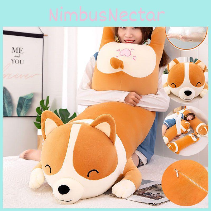 Long Corgi Plush Toys Throw Pillow Cushion Soft Stuffed Animal Doll For Xmas Birthday Gift