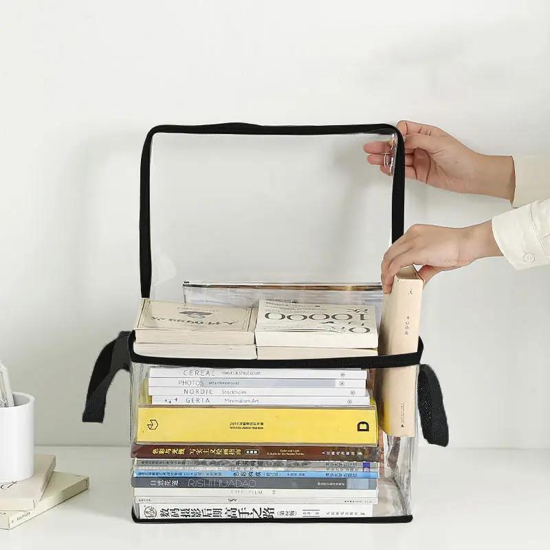 Transparent Book Storage Bag – Foldable Waterproof Dustproof Document Organizer for Newspapers/Magazines