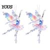 Hanging Ornaments for Trees 2Pcs Glitter Ballet Girl Keychain, 2D Acrylic Pendant Bag Backpack, Sparkling Keychain Decorative Pendants Dancer