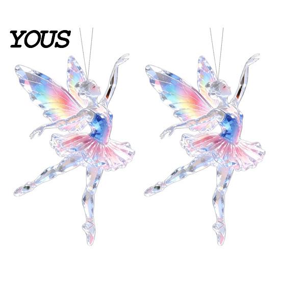 Hanging Ornaments for Trees 2Pcs Glitter Ballet Girl Keychain, 2D Acrylic Pendant Bag Backpack, Sparkling Keychain Decorative Pendants Dancer
