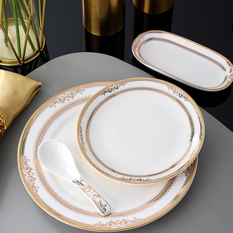 Hotel Restaurant Ceramic Tableware Set: Plates, Bowls, Cutlery, Chopsticks for Private Rooms - 7 or 8 Pieces