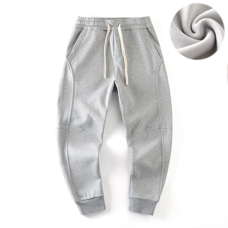 Heavy Drape Fleece-lined Thickened Gray Sports Sweatpants Men's Autumn and Winter Casual Pants Ankle-Tied Pants Foreign Trade Men's Trousers