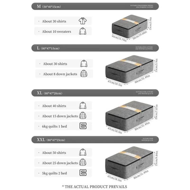 1PC M/L/XL/XXL Foldable Storage Bag Under Bed Clothing Quilt Storage Bag Clothing Dust Bag Large Capacity Closet Organizer Bag