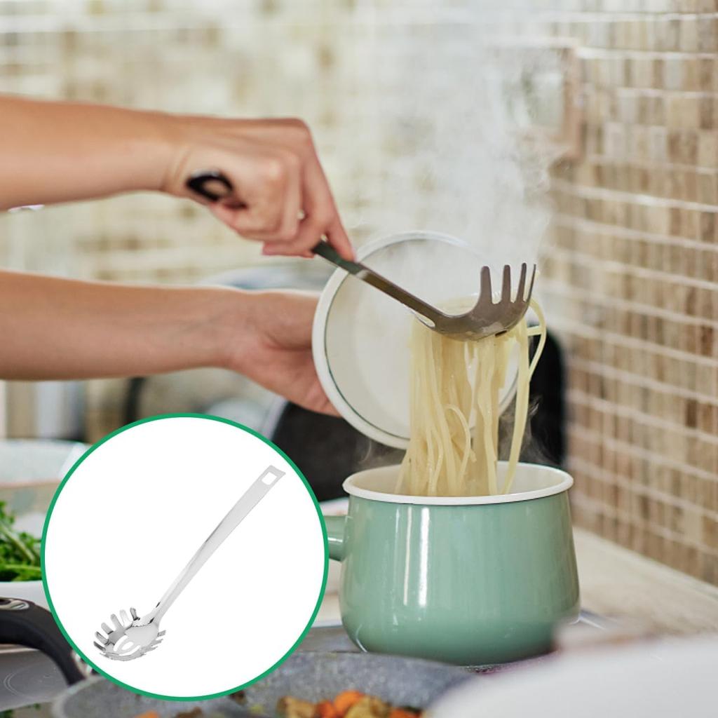 Stainless Steel Spaghetti Spoon Pasta Server with Ergonomic Handle Noodle Strainer and Pasta Scoop Utensil for Home and Restaurant Use