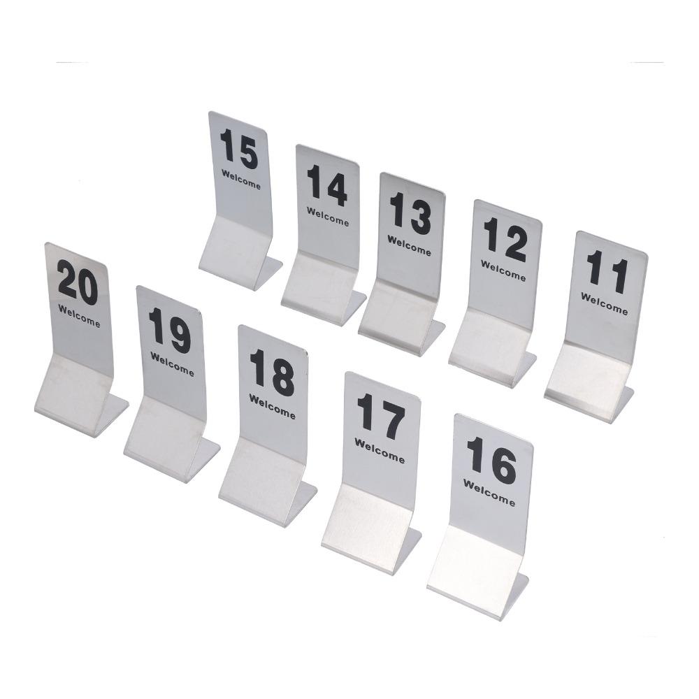 10pcs Double Sided Stainless Steel Table Numbers Stainless Steel Desk Number Card Cafes