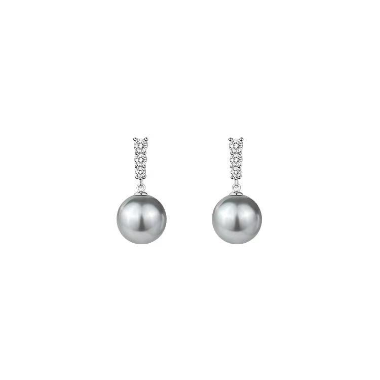 S925 Silver Needle Pearl Flash Diamond Stud Earrings Women'S French High-End Earrings Light Luxury Niche Exquisite Earrings Earrings