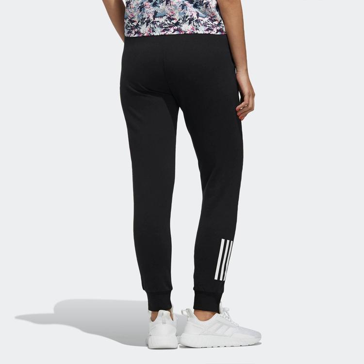 Adidas Neo Three Stripe Drawstring Cuffed Sports Pants Women Pants Black DW7801