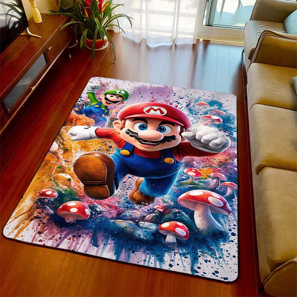 

Fashion Mario Printed Floor Rug Polyester Anti-Slip Area Carpet Indoor Bedroom Living Room Decor 60x90cm