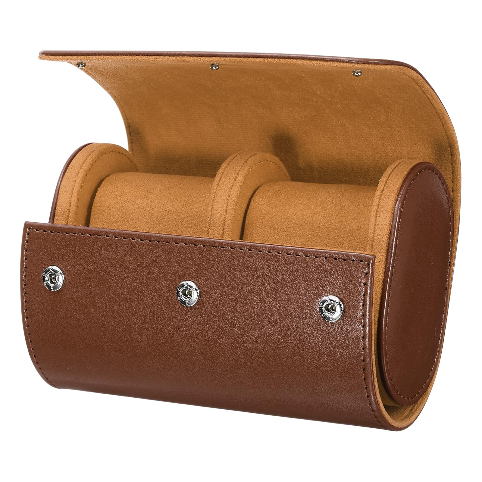 

uxcell 2-Slot Portable Leather Watch Case for Men and Women, Travel Watch Roll Travel Case, Watch Storage Organizer, with Removable Cushion, for