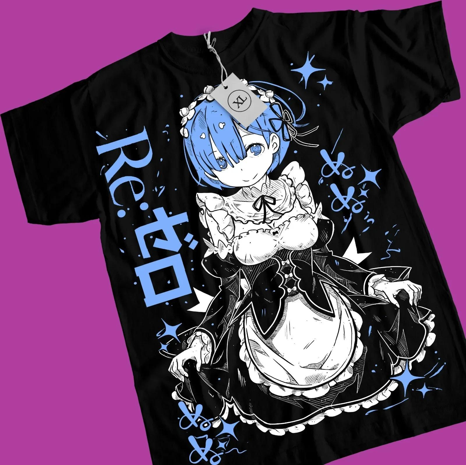 

Футболка Re_Zero, Футболка Re Zero, Эмилия, Рэм, , Японская, Манга, Аниме Футболка Хлопок Самая продаваемая Круглый вырез Оверсайз высокое качество S
