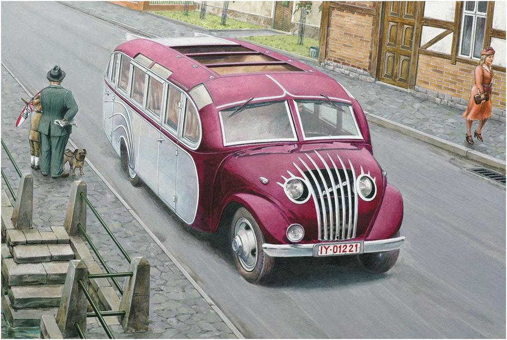 Roden 1/72 German Opel Propaganda Tourist Bus Road Zeppelin Essen 1930 Plastic Model Kit RE72725