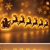 Decorațiuni de perete cu reni LED Set de 7 bucăți Decorațiuni de Crăciun din lemn iluminate Artă de perete festivă stratificată 3D cu lumini LED pentru interior Acasă Șemineu