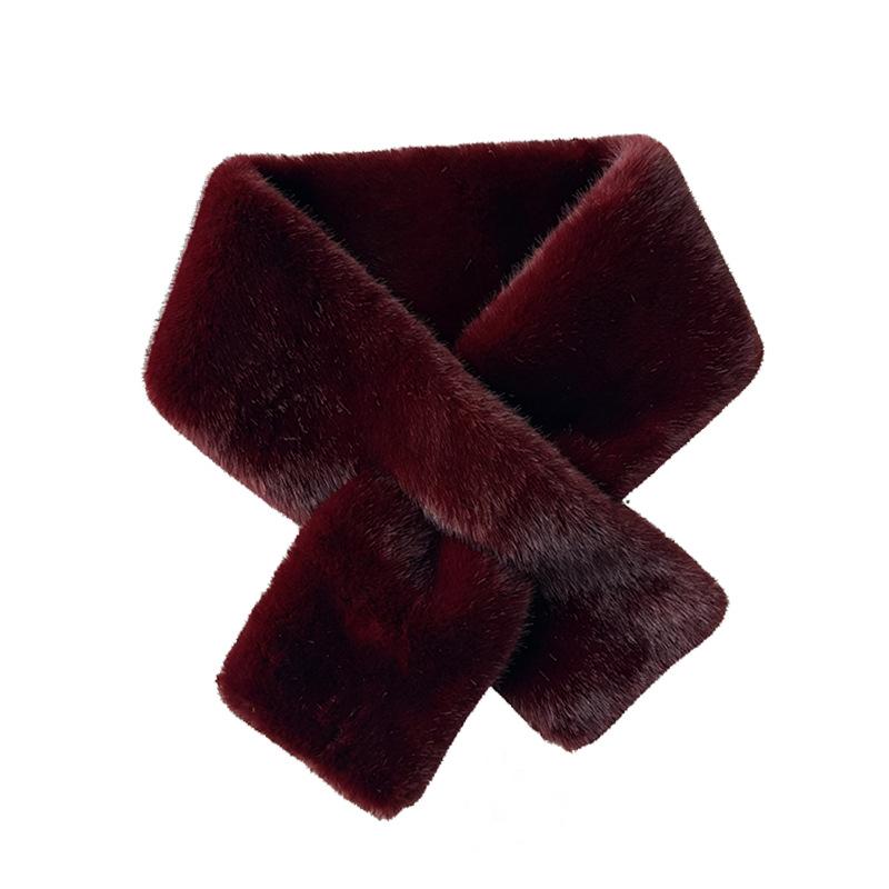 Versatile Plush Faux Mink Fur Scarf - Winter Fashion Neck Warmer, Solid Color