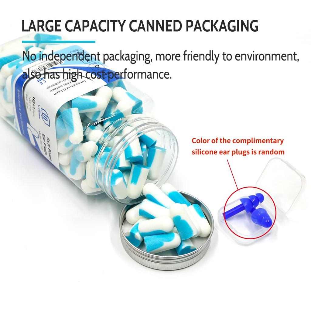 Lysian Soft Foam 60 38dB Comfortable Earplugs for Mowing the and Loud Light Earplugs, Pairs, SNR, Sleeping, Snoring, Shooting, Grass, Noises,