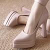 New Nude Patent Leather with Waterproof Table Mary Jane Shoes, New Super High Heels Are Not Tired, Thick Heels and High Heels.
