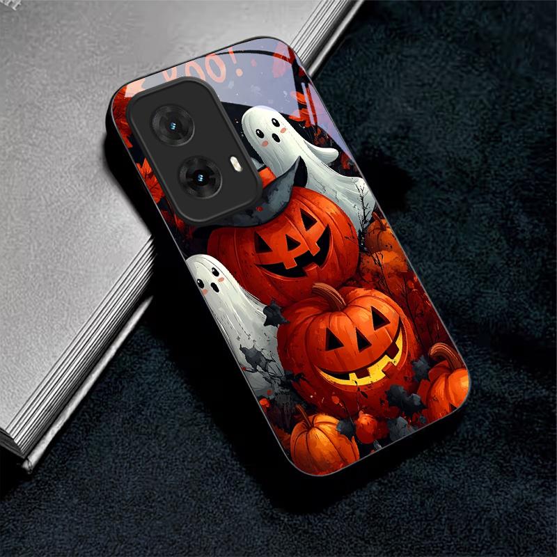 Halloween Boo Vibe Black Glass Phone Case For Motorola Moto G14 G22 G24Power G24 G34 G35 G45 G54 55 G75 G84 G85 Hard Back Cover