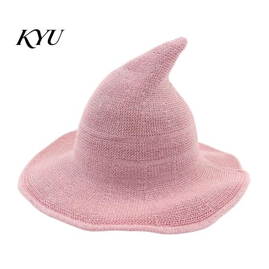 Wide Brim Sun Hat Women Pointed Witch Hat, Foldable Knitted Cap, Halloween Masquerade Party Prop Cosplay for Autumn Winter, Themed Costume Accessory