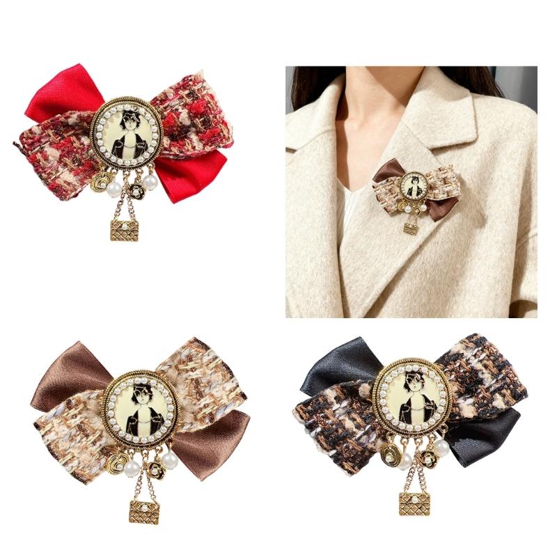Elegant Vintage Brooch Bowknot Shirt Collar Pin With Alloy Ribbon Design For Formal Occasions Daily Wear